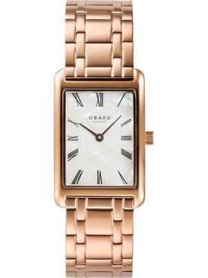 Obaku Denmark V311LXVWSV Quartz Çelik Rose Beyaz Kadran 24 mm Kadın Kol Saati