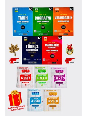 2026 Kpss Genel Yetenek Genel Kültür Tamamı Çözümlü Soru Bankası Seti - (5 Kitap) Bigelio Deneme Sürpriz Hediyeler