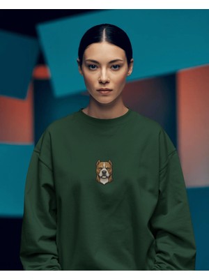 Muhtar Store Pitbull Baskılı Kadın Sweatshirt – Minimal Güçlü Duruş Tasarımı Regular Fit