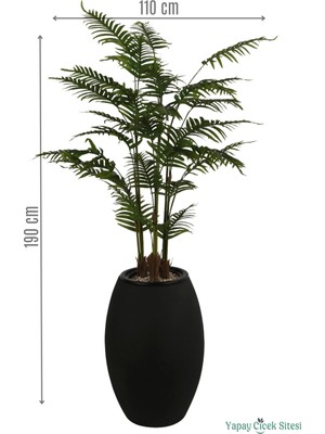 Yapay Çiçek Sitesi Siyah Fiber Saksıda 3 Gövdeli Yapay Areka Palmiye Ağacı 190 cm