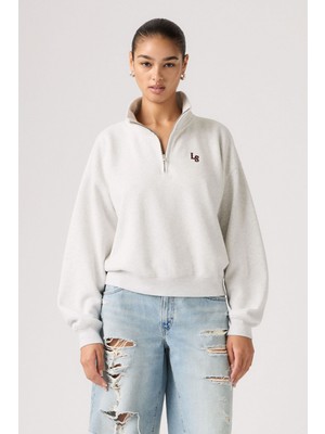 Levi's Kadın Dik Yaka Fermuarlı Gri Sweatshirt - 005GS-0001