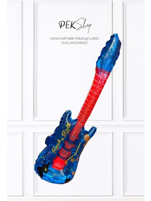 Pekshop Mavi Gitar Folyo Balon Gitar Şekilli Balon Mavi