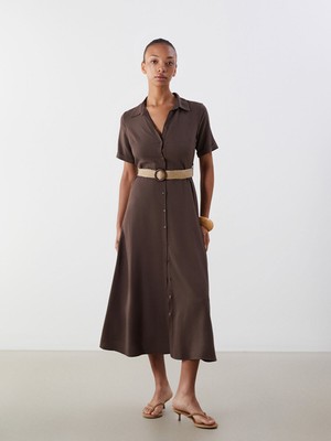 Lc Waikiki Yeni Sezon Keten Karışımlı Gömlek Elbise