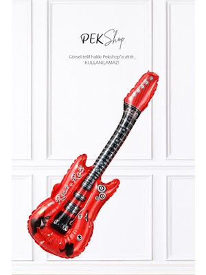 Pekshop Kırmızı Gitar Folyo Balon Gitar Şekilli Balon