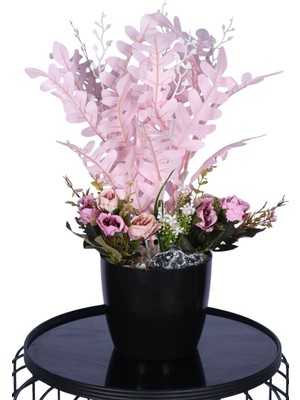 Yapay Çiçek Sitesi Pembe Yapraklı Dekoratif Yapay Çiçek Tanzimi 45 cm