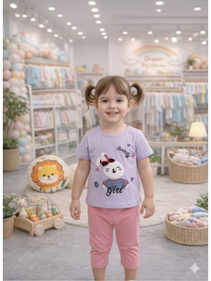 Eymus Bebe Çocuk Bebek Alt Üst Pamuk Şortlu Yazlık Takım 3 Boyutlu Baskılı