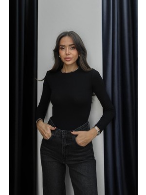 Havoş Siyah Alttan Çıtçıtlı Kapamalı Bodysuit