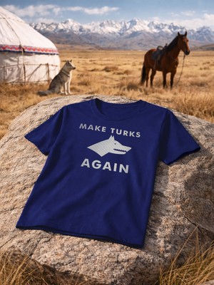 North Whiskers Make Turks Göktürk Again Gümüş Karbon Fiber Baskılı Unisex Tişört