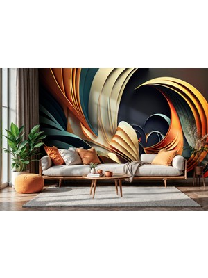Soyut Desenli Resimli Dekoratif 3D Poster Duvar Kağıdı