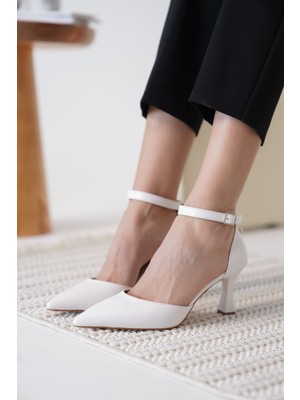 Roof Atelier Kadın Beyaz Sivri Burun Ince Topuklu Ayakkabı - Clara