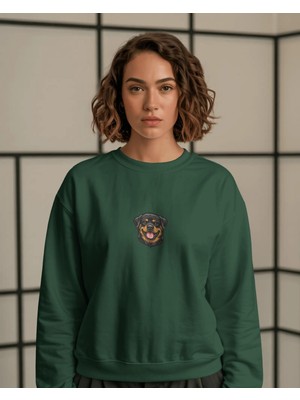 Muhtar Store Rottweiler Baskılı Kadın Sweatshirt – Minimal Güçlü Tasarım Regular Fit