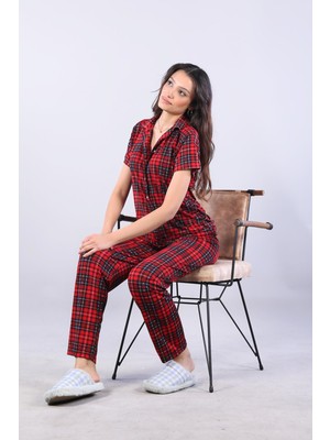Mckanzie 3116 Milan Gömlek Yaka Kısa Kol Üst Uzun Alt Pijama Takımı