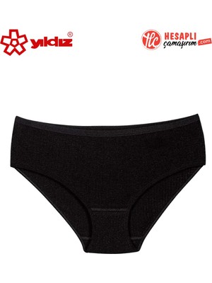 Yıldız Çamaşır Yıldız 3587 Kadın Siyah %100 Pamuklu Çizgili Yüksek Bel Bato Külot 1 Adet
