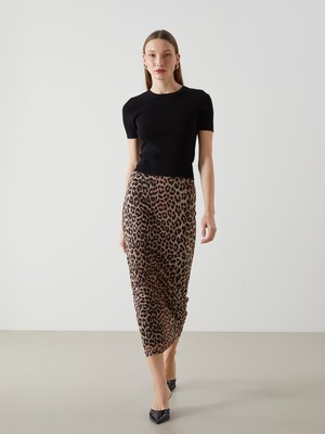 Lc Waikiki Yeni Sezon Ekstra Dar Fit Leopar Desenli Kadın Etek