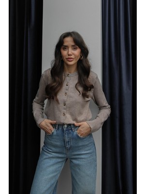 Havoş Bej Rickles Düğmeli Basic Hırka