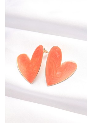 SHC4200 Mey Ithalat® Turuncu Renk Mineli Kalp Küpe