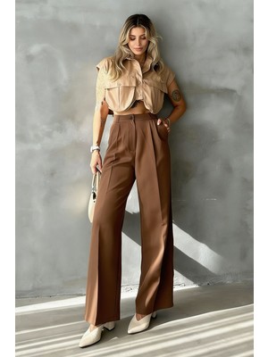 Hersteller Bol Paça Yüksek Bel Kahve Palazzo Pantolon