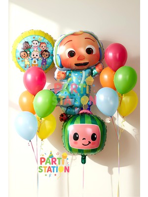 Parti Station Cocomelon Temalı Doğum Günü Balon Seti 13 Parça