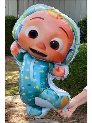 Parti Station Cocomelon Balon Seti 2 Yaş Altın Rakam Balon 4 Parça Doğum Günü Parti Dekoru