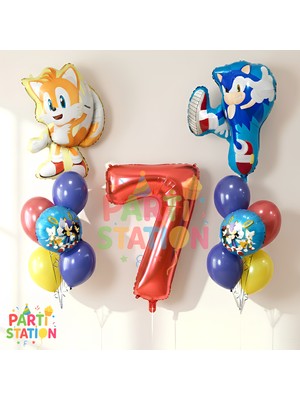 Parti Station Sonic & Tails 7 Yaş Folyo Balon Seti – 13 Parça Doğum Günü Balon Seti