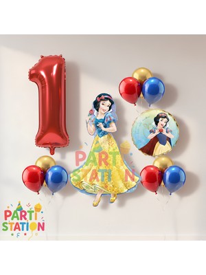 Parti Station Pamuk Prenses 1 Yaş Doğum Günü Balon Seti - 11 Parça Konsept Folyo ve Lateks Balon Seti