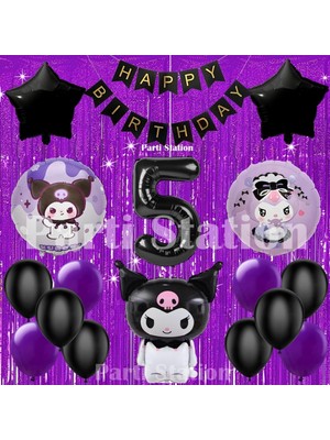 Parti Station Kuromi Temalı 5 Yaş Doğum Günü Balon Seti