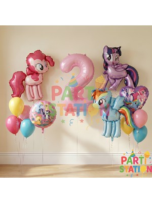 Parti Station My Little Pony Temalı 2 Yaş Balon Seti 14 Parça Doğum Günü Balon