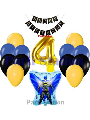 Parti Station Batman 4 Yaş Balon Set Batman Konsept Doğum Günü Balon Set