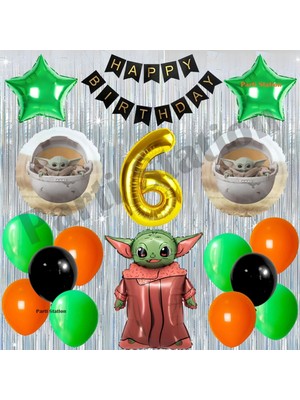 Parti Station Star Wars 6 Yaş Balon Set Yıldız Savaşları Star Wars Baby Yoda Konsept Doğum Günü Balon Set