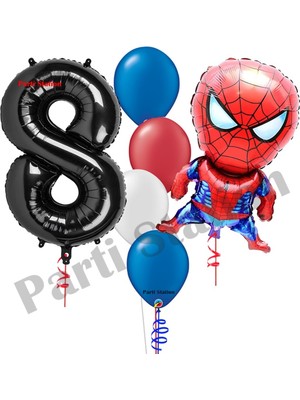 Parti Station Örümcek Adam 8 Yaş Balon Set Avengers Örümcek Adam Konsept Doğum Günü Siyahrakam Balon Set