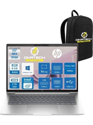 HP Probook 440 G10 İ5-1334U 8 GB Ram Ddr4 2 Tb SSD 14'' Fhd IPS W11PRO Dizüstü Bilgisayar & Okatech Çanta B2PH4ESOKATECH03