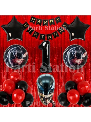 Parti Station Zehirli Öfke Venom Konsept 1 Yaş Doğum Günü Balon Set
