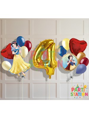 Parti Station Pamuk Prenses Temalı 4 Yaş Doğum Günü Balon Seti
