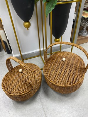 Elif Aksesuar 2 Li Sentetik Rattan Kapaklı Sepet