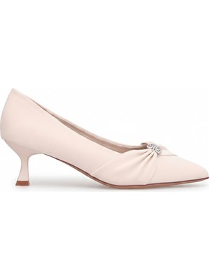 Guja 26Y484-6 Kadın Taşlı Klasik Topuklu Ayakkabı Krem