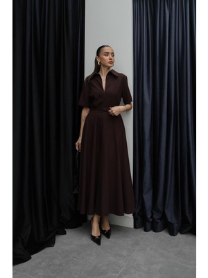 Havoş Mürdüm Ward Ince Kemerli Elbise