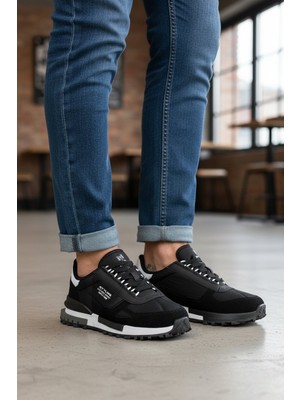Ayakkabı Fuarı Elit IKZ8089 Erkek Klasik Sneaker Siyah - Beyaz