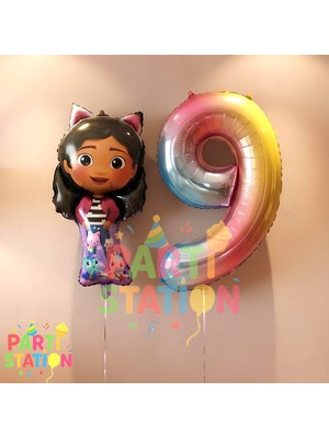 Parti Station Gabby Dollhouse Konsept 9 Yaş Doğum Günü Balon Seti