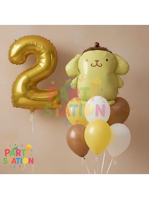Parti Station Kuromi Pompompurin 2 Yaş Konsept Doğum Günü Partisi Balon Seti