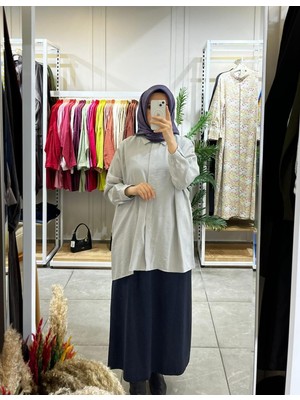 Nuss 3001 Oversize Düğmeli Gömlek Gri