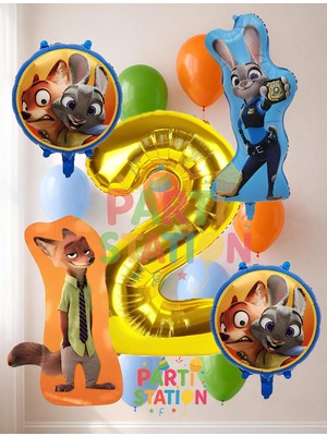 Parti Station Zootopia Balon Seti 2 Yaş Doğum Günü Seti 14 Parça