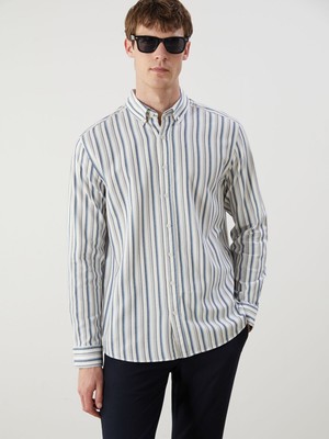 Lc Waikiki Yeni Sezon Regular Fit Uzun Kollu Çizgili Erkek Gömlek