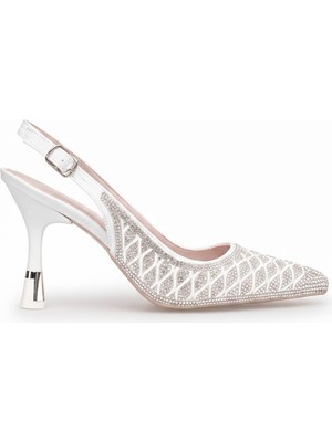 Ayakkabı Fuarı Elit PM07 K7001 Kadın Klasik Topuklu Ayakkabı Beyaz