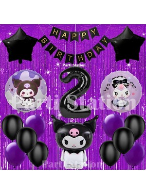 Parti Station Kuromi Temalı 2 Yaş Doğum Günü Balon Seti