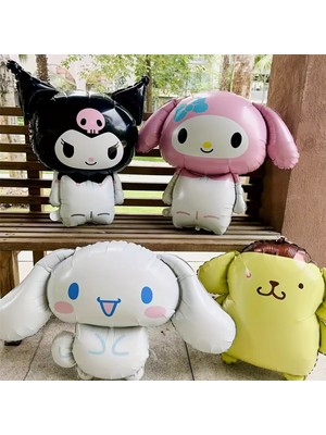 Parti Station Sanrio Kuromi Karakter Balon Seti – My Melody, Kuromi, Cinnamoroll, Pompompurin Folyo Balon
