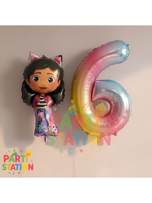 Parti Station Gabby Dollhouse Konsept 6 Yaş Doğum Günü Balon Seti