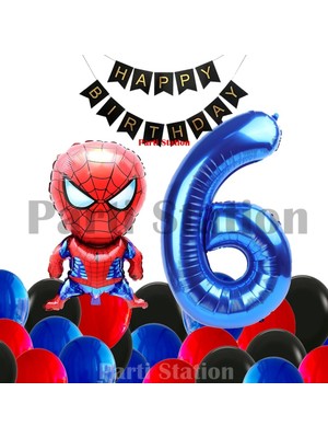 Parti Station Örümcek Adam 6 Yaş Balon Set Örümcek Adam Konsept Doğum Günü Balon Set