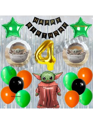 Parti Station Star Wars 4 Yaş Balon Set Yıldız Savaşları Star Wars Baby Yoda Konsept Doğum Günü Balon Set