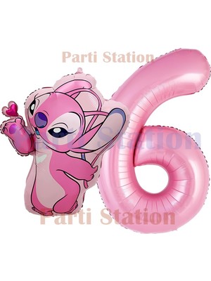 Parti Station Lilo Stitch Balon ve Angel Balon Konsept 6 Yaş Doğum Günü Balon Seti