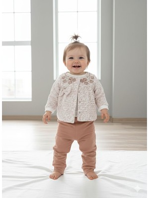 Efemkids 0/12 Ay 3'lü Kız Bebek Takım Pileli Pamuklu Esnek Rahat Yenidoğan Takım